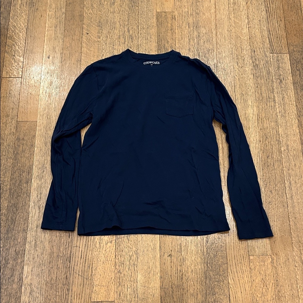 Crewcuts Kids Long-Sleeve Pocket Tee in Dark Blue
